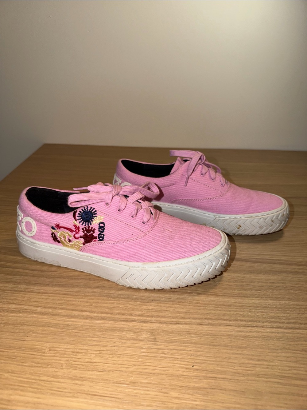 KENZO Pink Logo Canvas Sneakers